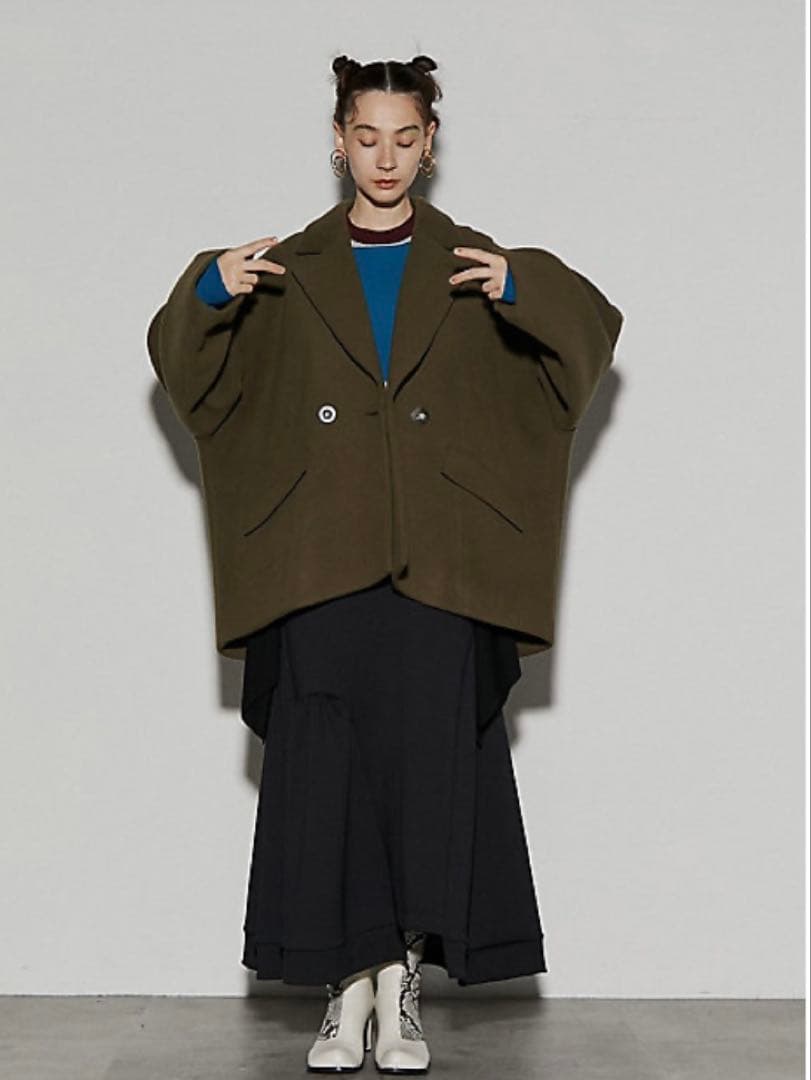 ●美品●UN3D.アンスリード ドルマンミドルウールコート⭐︎カーキ