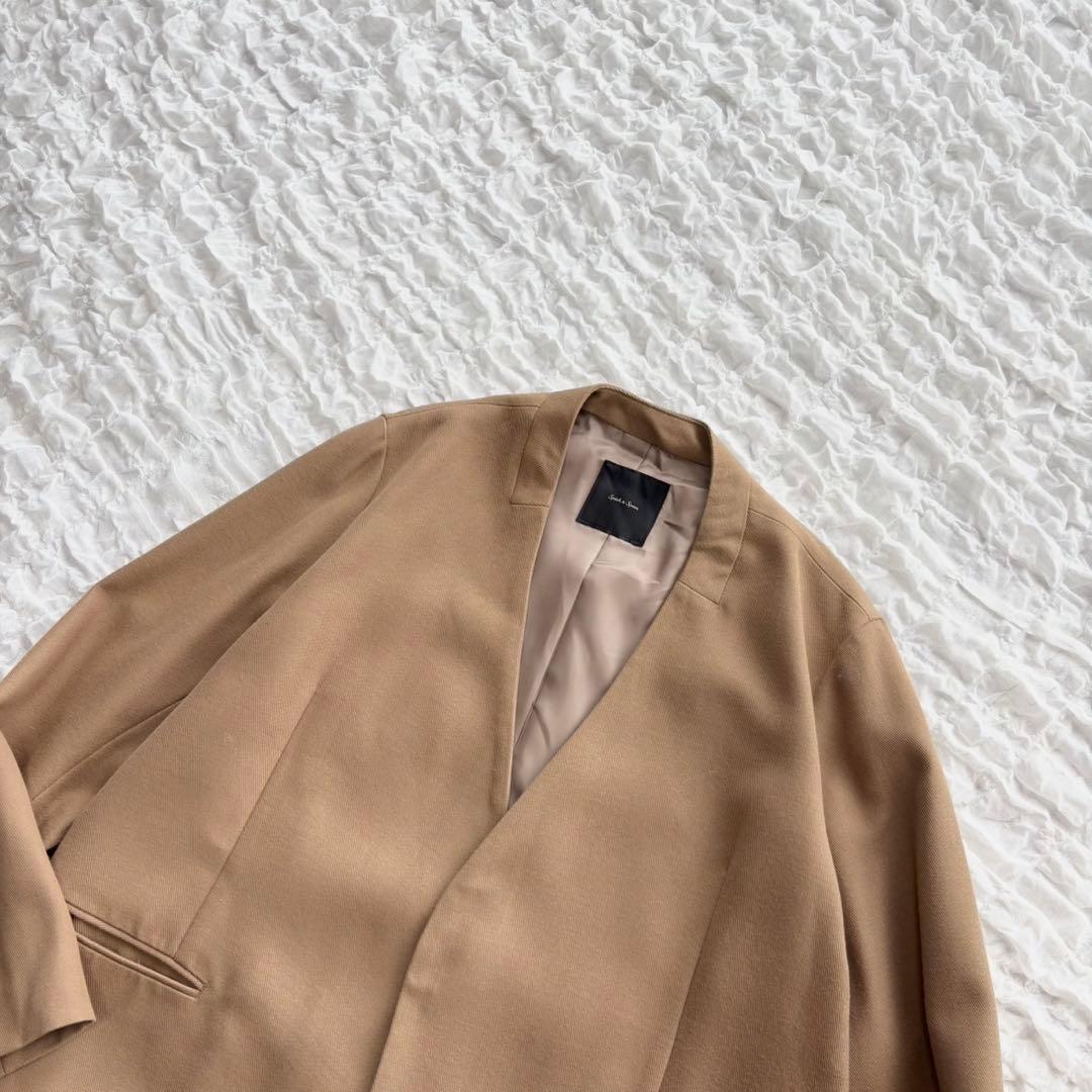 【美品】 スピックアンドスパン 梳毛ウールノーカラージャケット 近年モデル