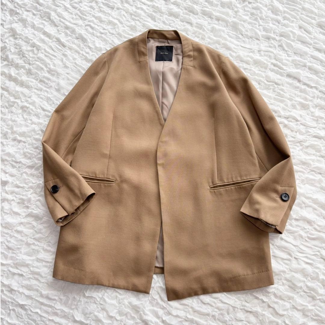 【美品】 スピックアンドスパン 梳毛ウールノーカラージャケット 近年モデル