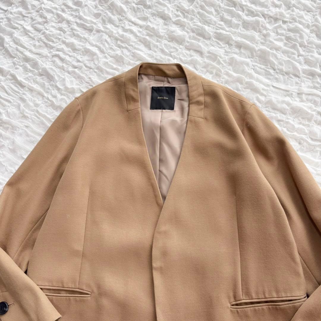 【美品】 スピックアンドスパン 梳毛ウールノーカラージャケット 近年モデル