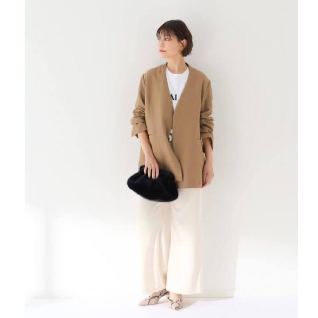 【美品】 スピックアンドスパン 梳毛ウールノーカラージャケット 近年モデル