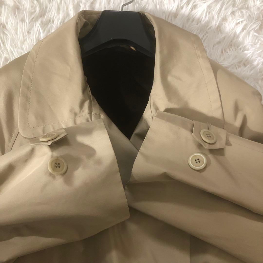 美品 エンバ ステンカラーコート 毛皮ライナー 高級クロテン シルク100%