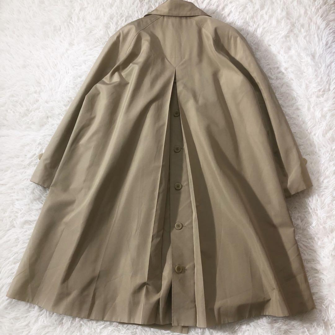 美品 エンバ ステンカラーコート 毛皮ライナー 高級クロテン シルク100%