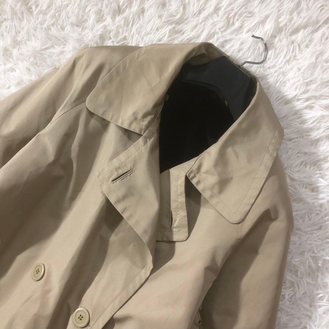 美品 エンバ ステンカラーコート 毛皮ライナー 高級クロテン シルク100%