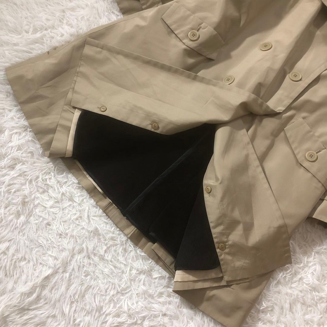 美品 エンバ ステンカラーコート 毛皮ライナー 高級クロテン シルク100%