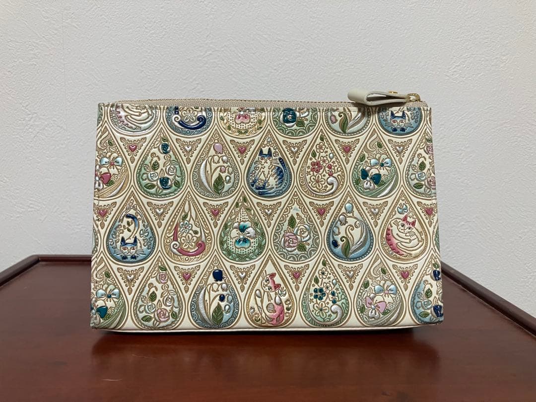 文庫屋大関　花と猫インディゴ　ポーチ