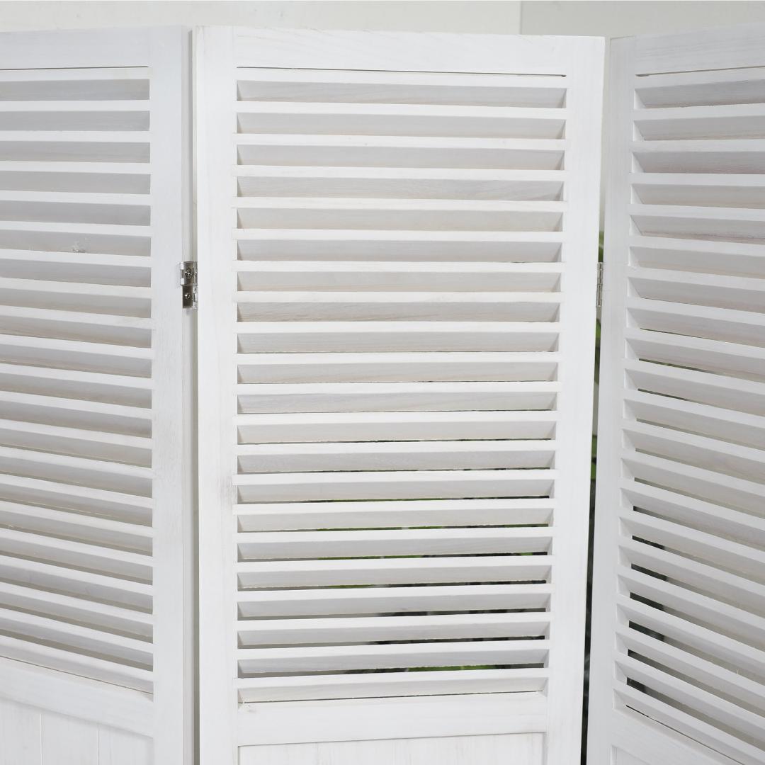 【新品】天然木 シャビーホワイト　パーティション　4連　アウトレット