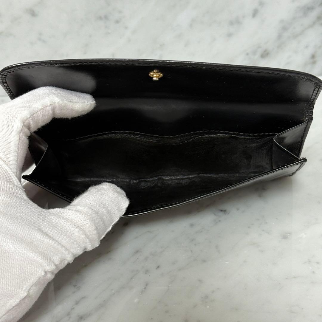GUCCI グッチ 長財布 ブラック 黒 ロゴ G ロック 金 艶有り