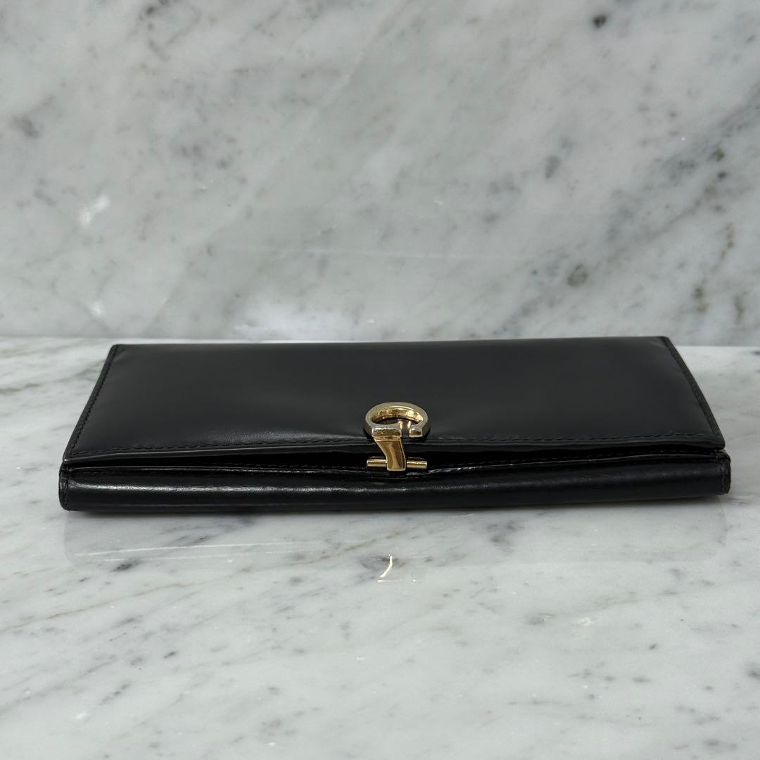 GUCCI グッチ 長財布 ブラック 黒 ロゴ G ロック 金 艶有り