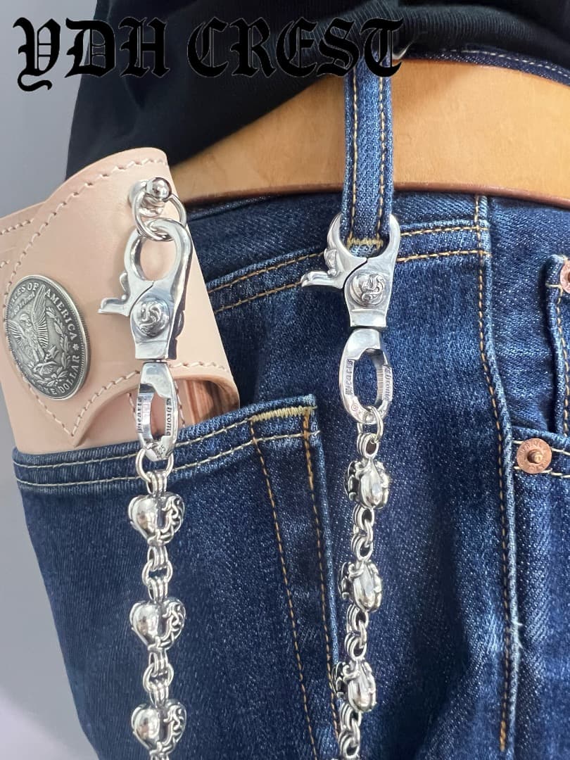 バイカー必須　ウォレット用ハート型　シルバーチェーン　TYPE3　QBKB006