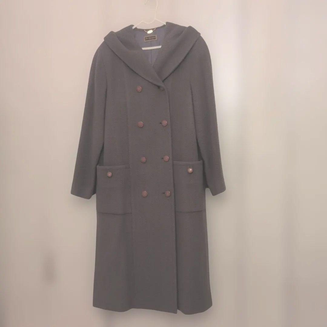 未使用 City Dimension フード付きダブルボタンコート カシミヤ入り
