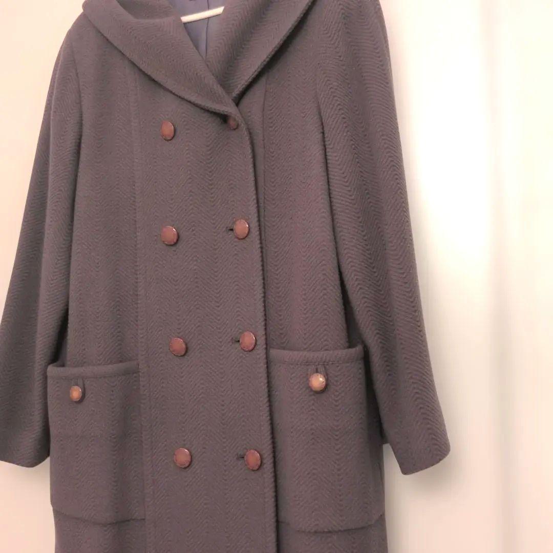 未使用 City Dimension フード付きダブルボタンコート カシミヤ入り