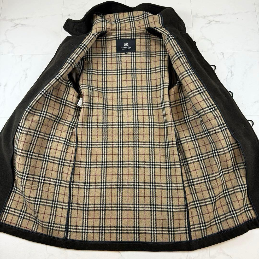 希少✨バーバリーブラックレーベル ダッフルコート ノバチェック ブラウン レザー