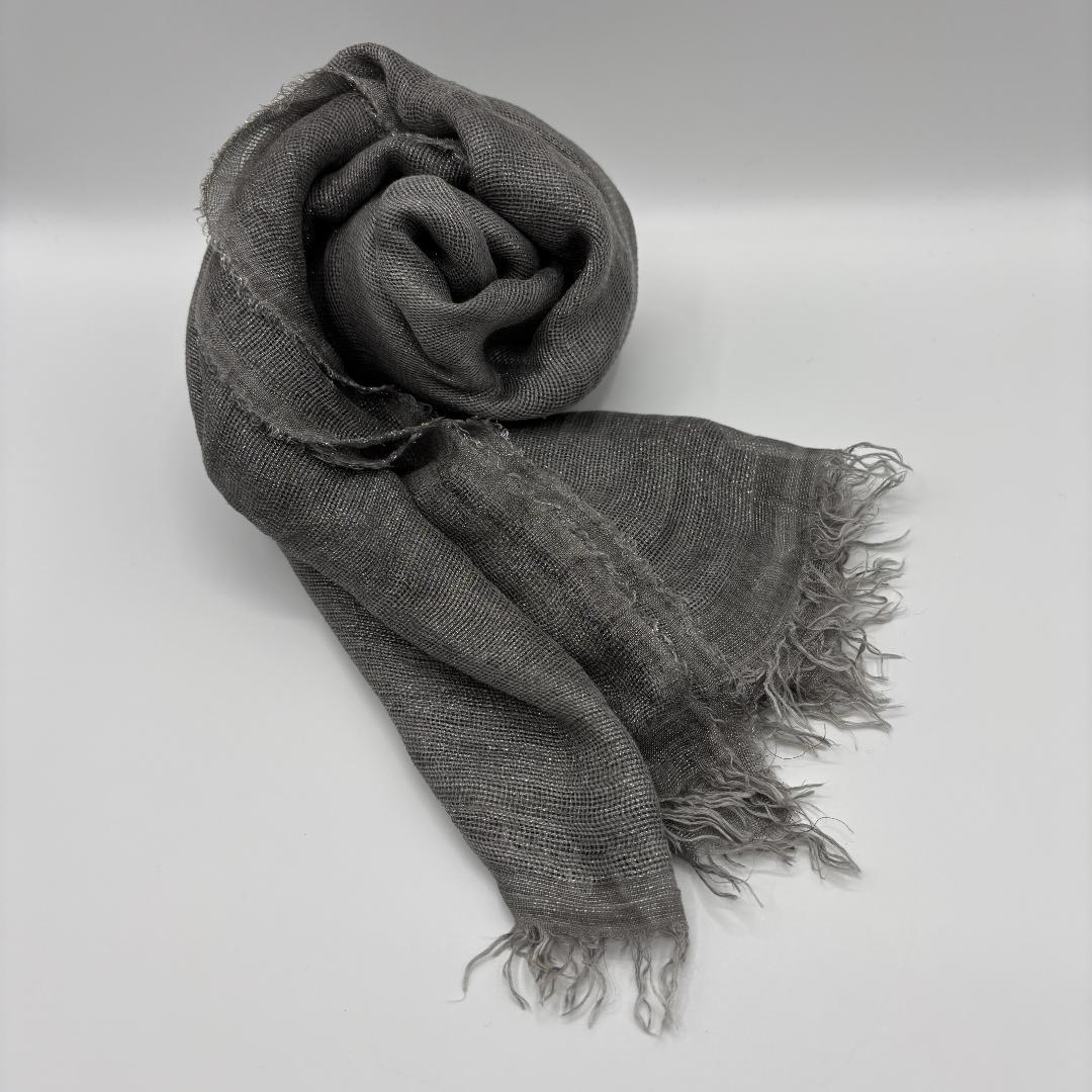 美品✨ファリエロサルティ シルクストール 銀ラメ 幅143cm長さ207cm