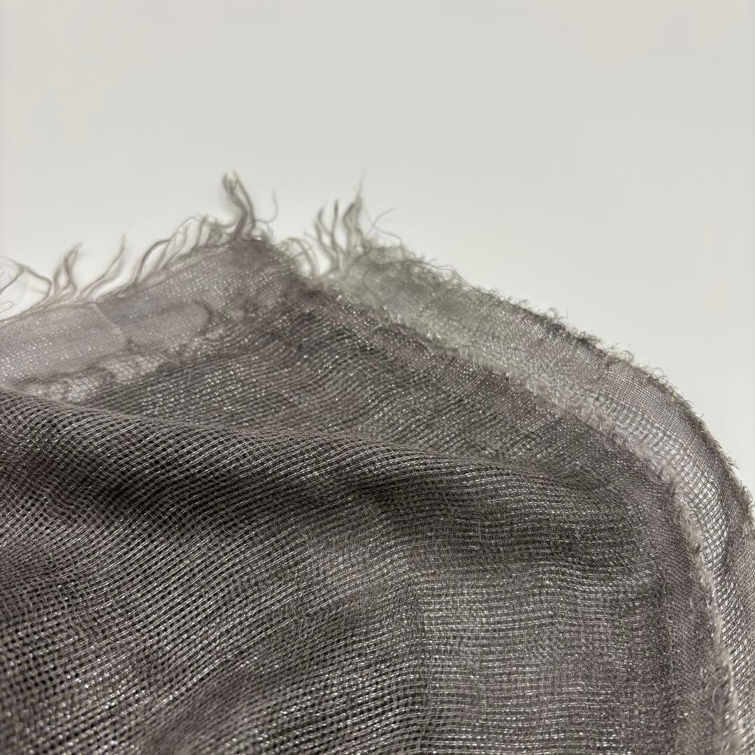 美品✨ファリエロサルティ シルクストール 銀ラメ 幅143cm長さ207cm