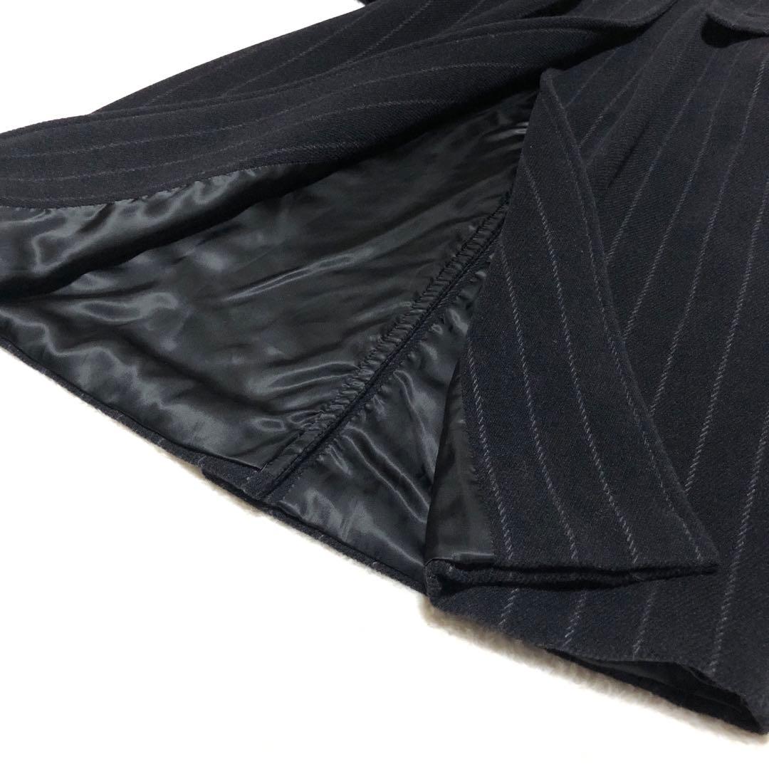 新品未使用　白タグ　マックスマーラ　チェスターコート　ストライプ　ハイロング　黒