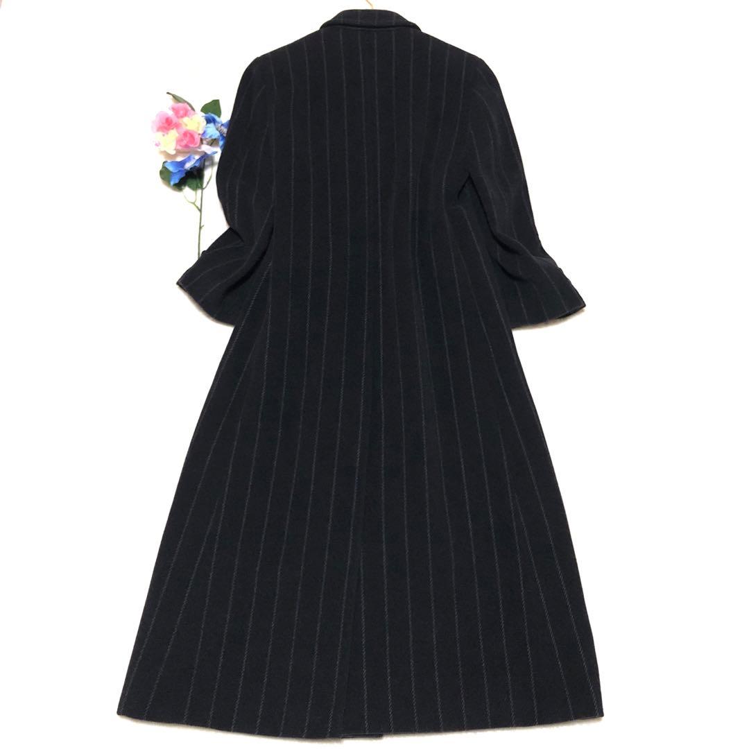 新品未使用　白タグ　マックスマーラ　チェスターコート　ストライプ　ハイロング　黒