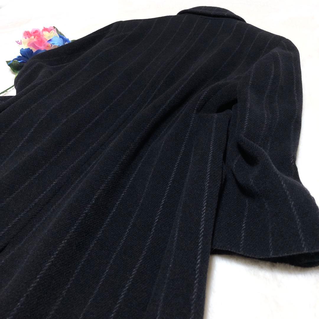 新品未使用　白タグ　マックスマーラ　チェスターコート　ストライプ　ハイロング　黒