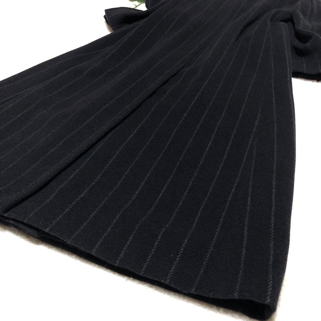 新品未使用　白タグ　マックスマーラ　チェスターコート　ストライプ　ハイロング　黒