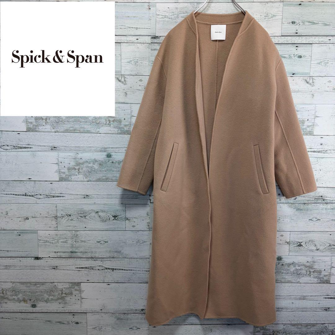 ☆21年モデル☆Spick&Span ウールVネックカラーリバーコート　キャメル