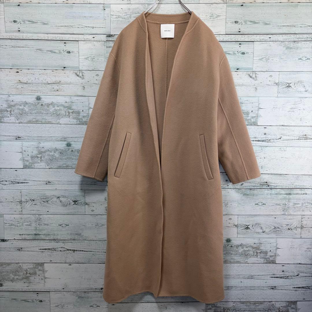 ☆21年モデル☆Spick&Span ウールVネックカラーリバーコート　キャメル