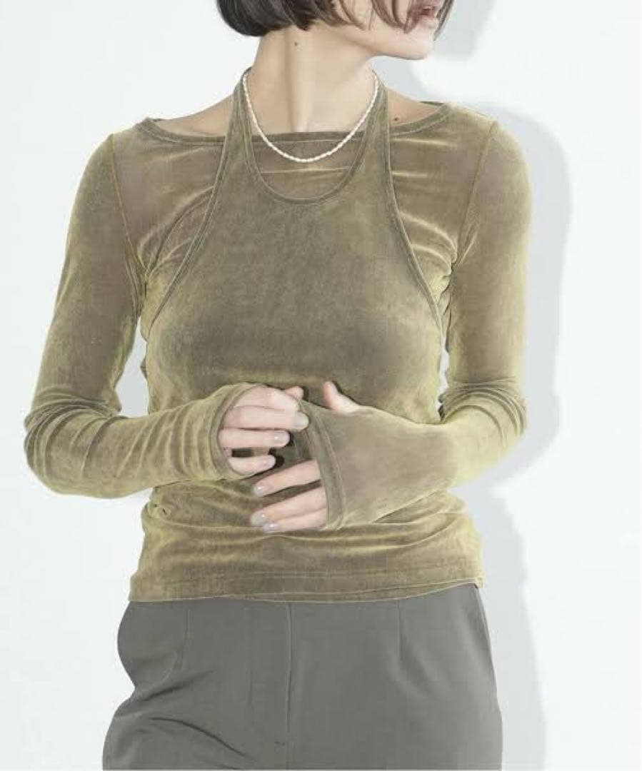 CLANE（クラネ） TULLE FLOCKY LAYERED TOPS 1美品