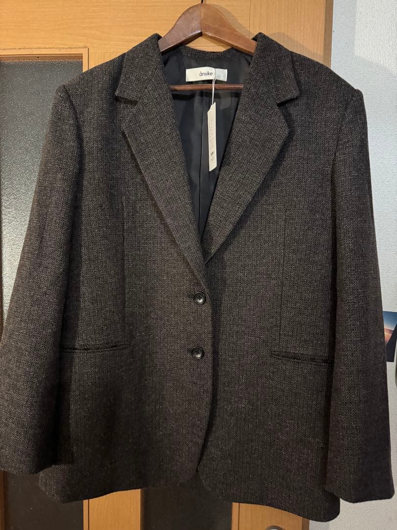 アンヌークHerringbone Wool Jacket ブラウン38