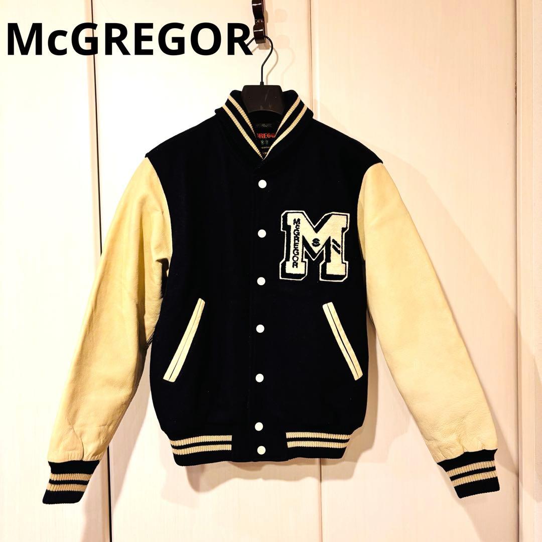 マックレガー スタジャン ネイビー アイボリー M刺繍 袖レザー