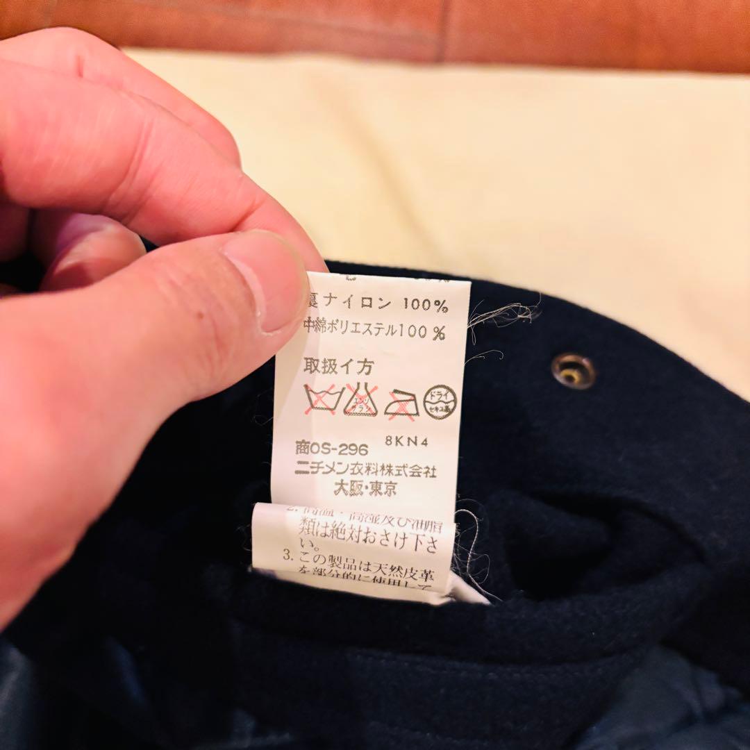 マックレガー スタジャン ネイビー アイボリー M刺繍 袖レザー