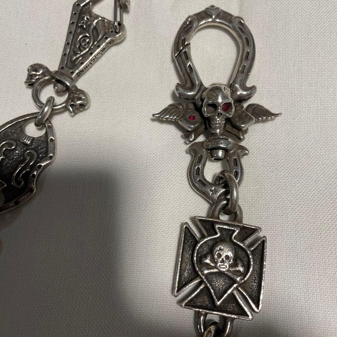 galcia スカルデザイン ウォレットチェーン オールシルバー