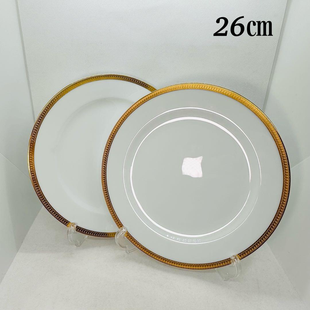 未使用 大倉陶園 片葉金蝕 2枚セット 26㎝ ディナープレート