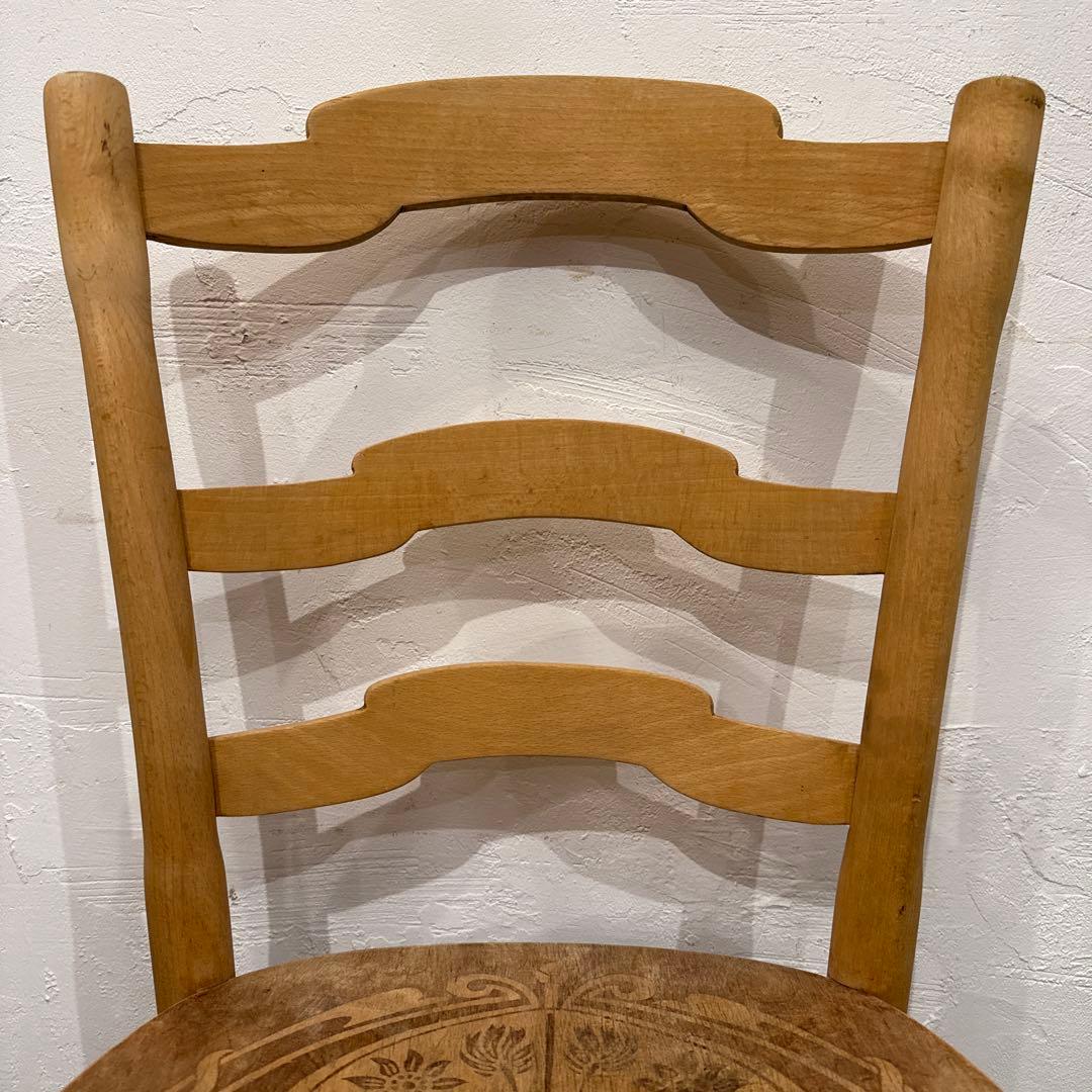 ヴィンテージ　ダイニングチェア　カフェチェア　剥離　座面装飾　4