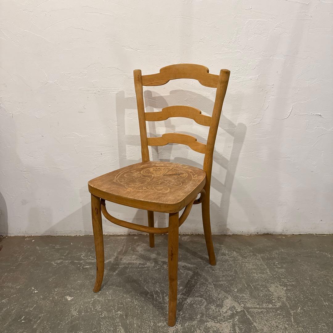 ヴィンテージ　ダイニングチェア　カフェチェア　剥離　座面装飾　4