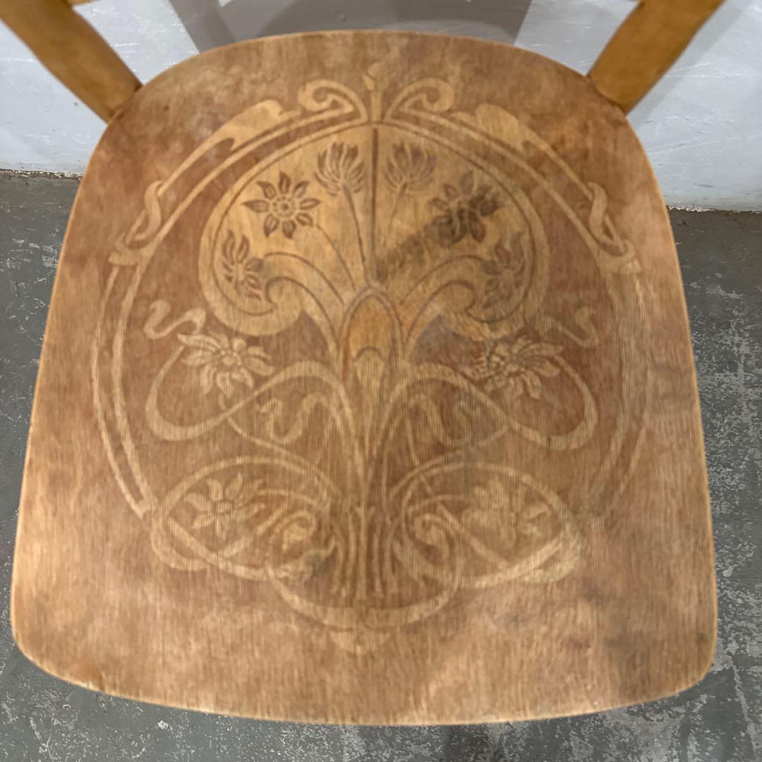 ヴィンテージ　ダイニングチェア　カフェチェア　剥離　座面装飾　4