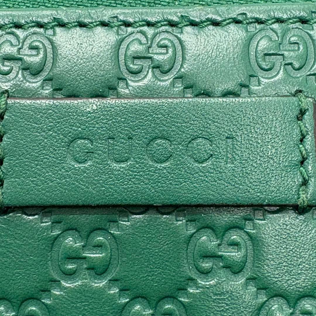 【極美品】グッチ マイクログッチシマ ケース レザー グリーン レディース