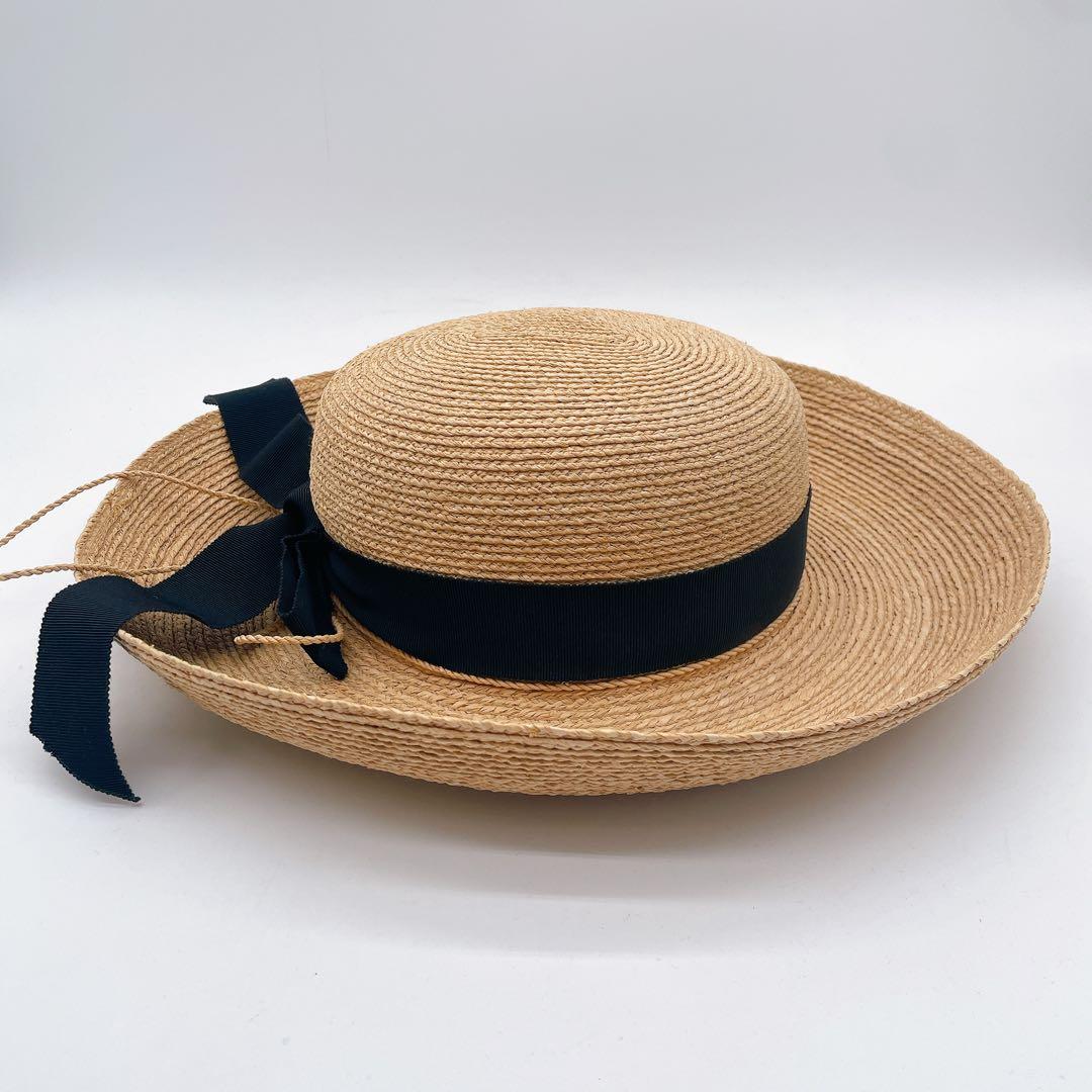 【ヘレンカミンスキー】Newport SB ラフィア 麦わら帽子 ハット リボン