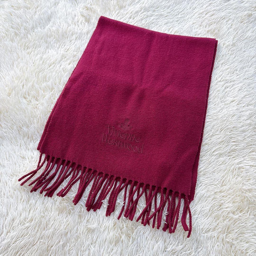 ヴィヴィアンウエストウッド マフラー ウール100% オーブ刺繍ロゴ　ストール