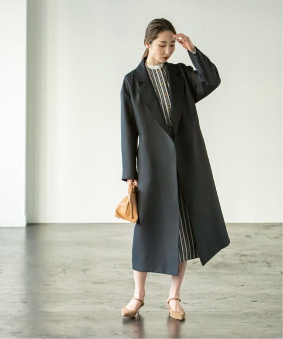 Noble トリプルクロスラフチェスターコート　ネイビー　36サイズ