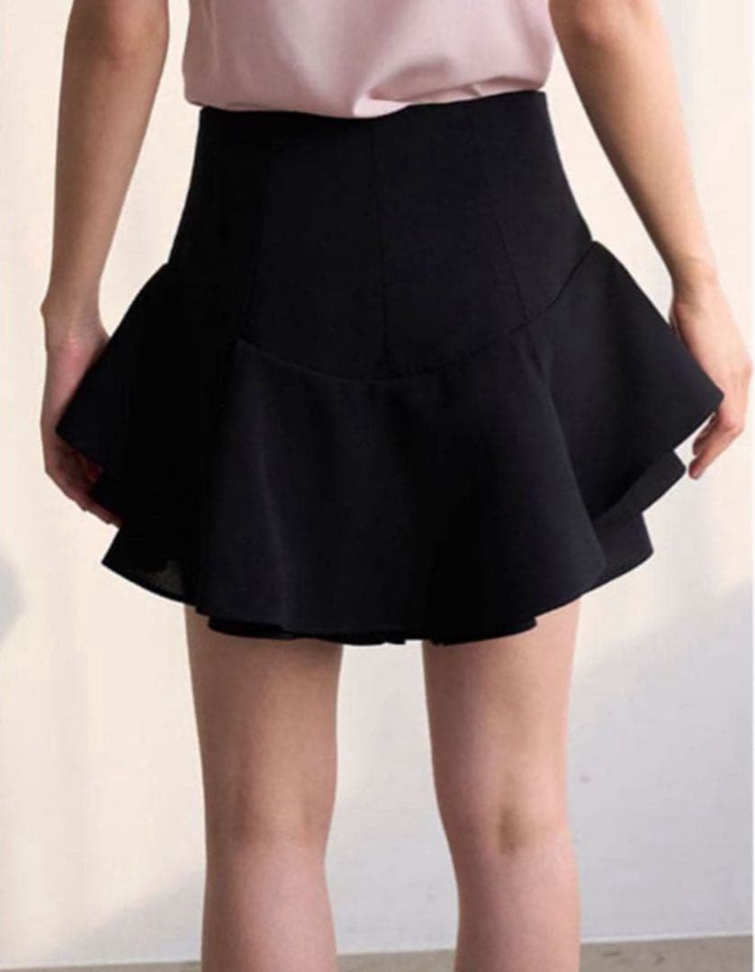 SNIDEL レイヤードフリルミニスカショーパンBLK M