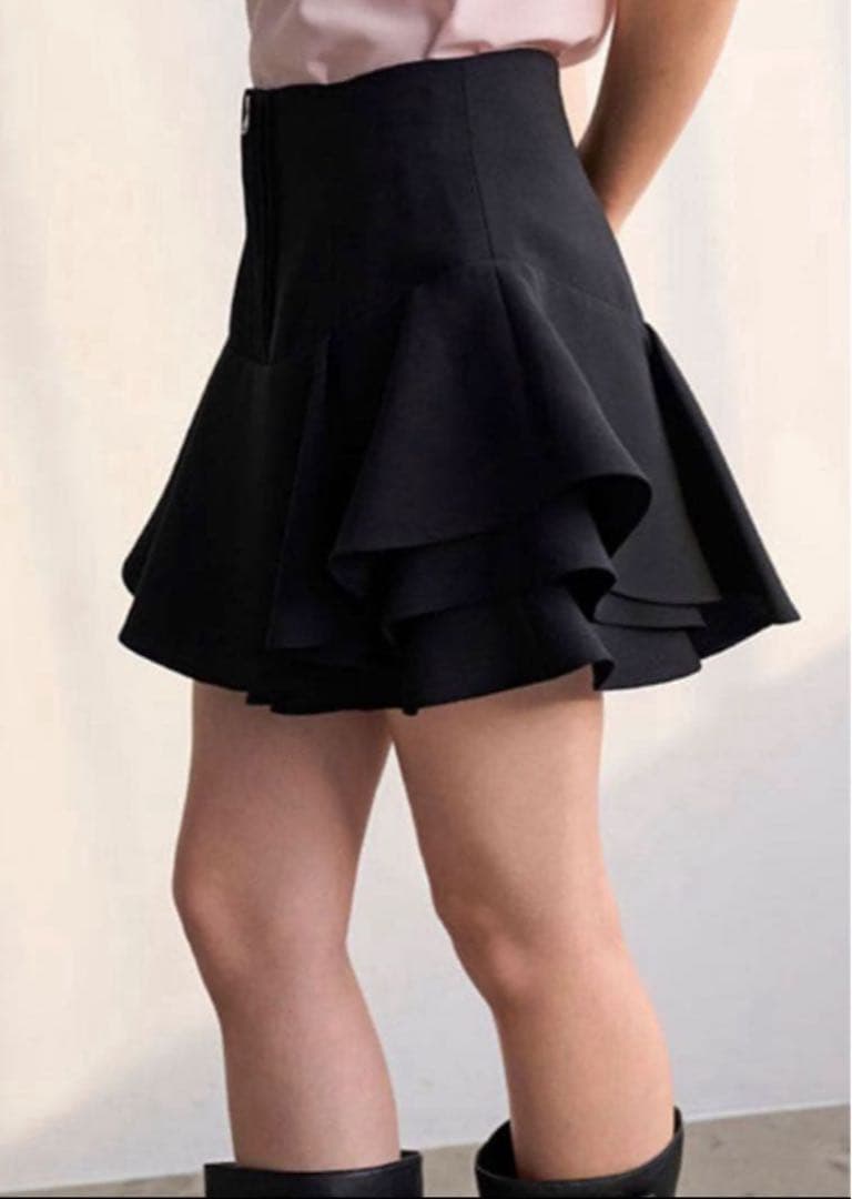 SNIDEL レイヤードフリルミニスカショーパンBLK M