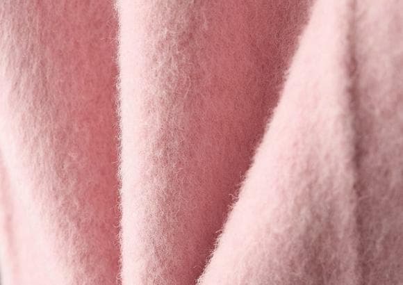 新品 フード付きフォックス衿☆優しい雰囲気のカシミヤ混ウール ロングコート