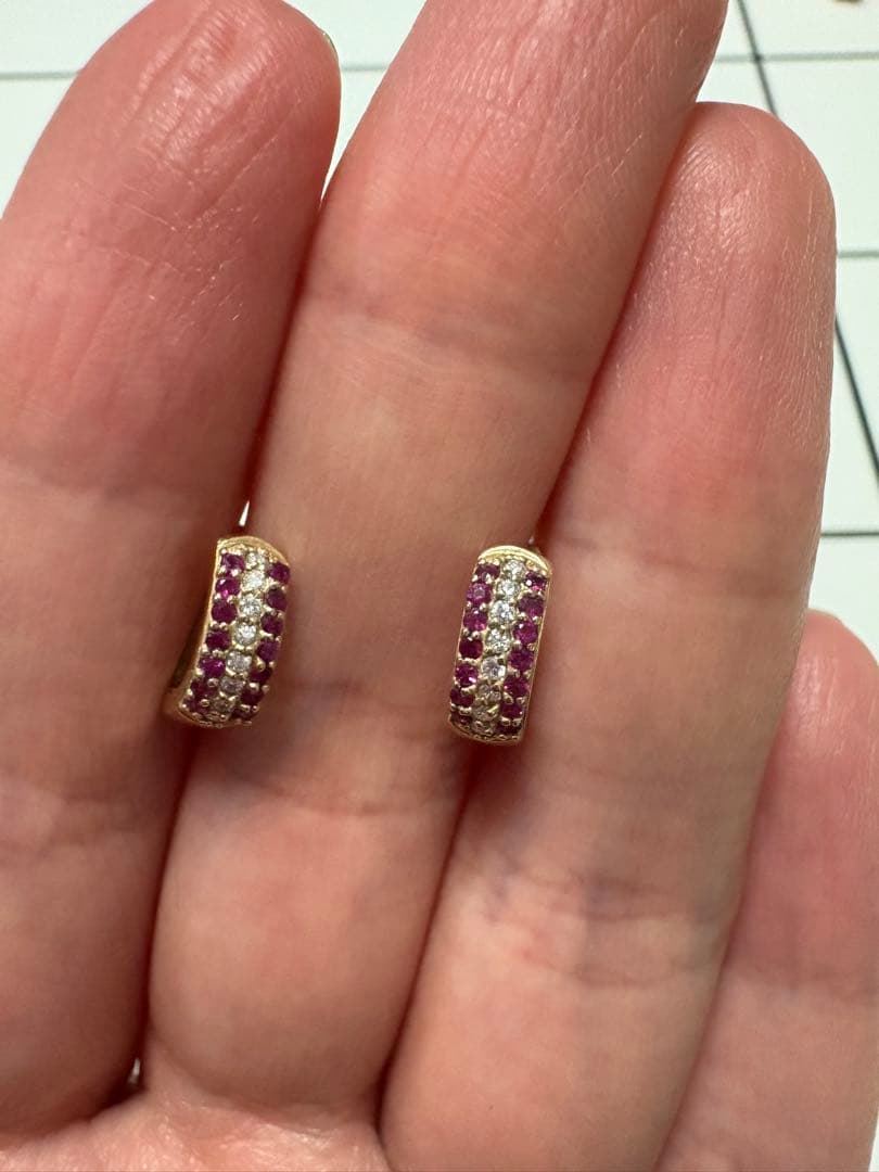 ルビー　ダイヤモンド　フープピアス