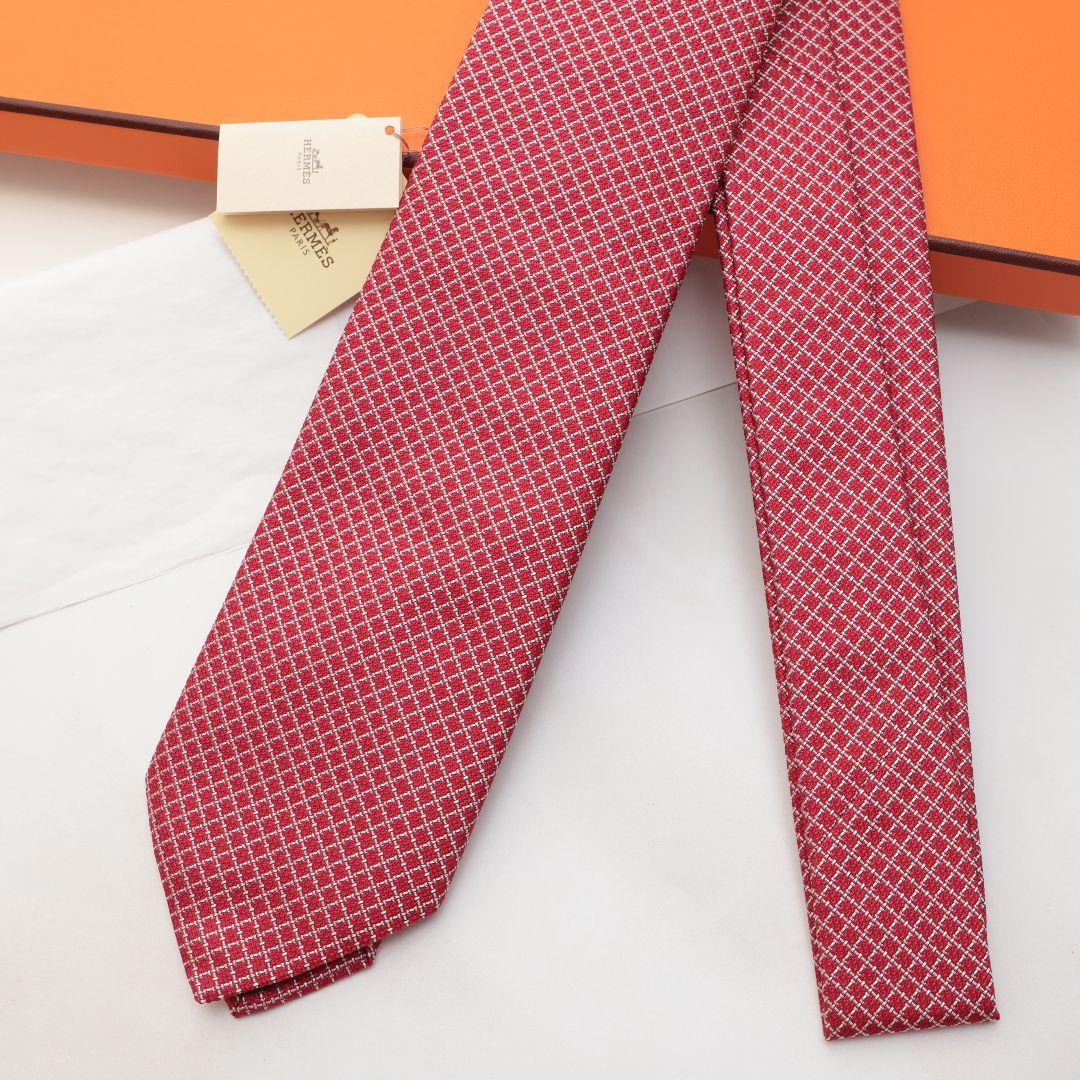 未使用 エルメス HERMES レッド チェック柄 ネクタイ