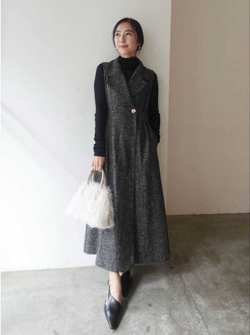 LAGUNAMOON ツイードメタルボタンテーラードジャンパースカート M