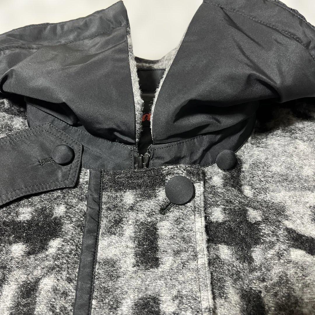 E-clat エイココンドウ　ビッグ襟　ウールブレンド異素材コート裾バルーン42