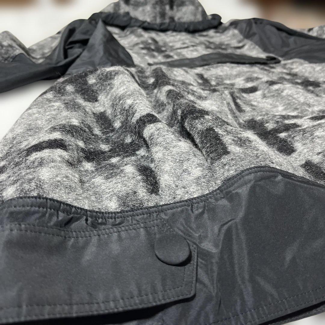 E-clat エイココンドウ　ビッグ襟　ウールブレンド異素材コート裾バルーン42