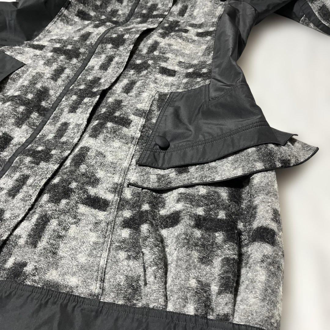 E-clat エイココンドウ　ビッグ襟　ウールブレンド異素材コート裾バルーン42