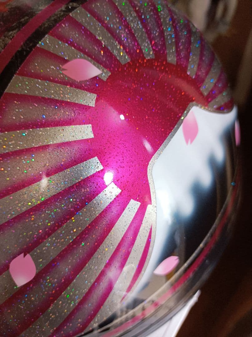 カスタムコルク半　黒ラップ✘Candyピンク富士日章　七色ラメ