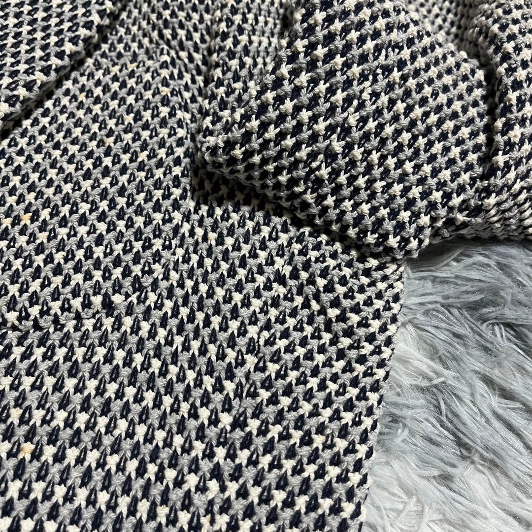 未使用　エストネーション テーラードジャケット 編み込み ニット 白紺　L