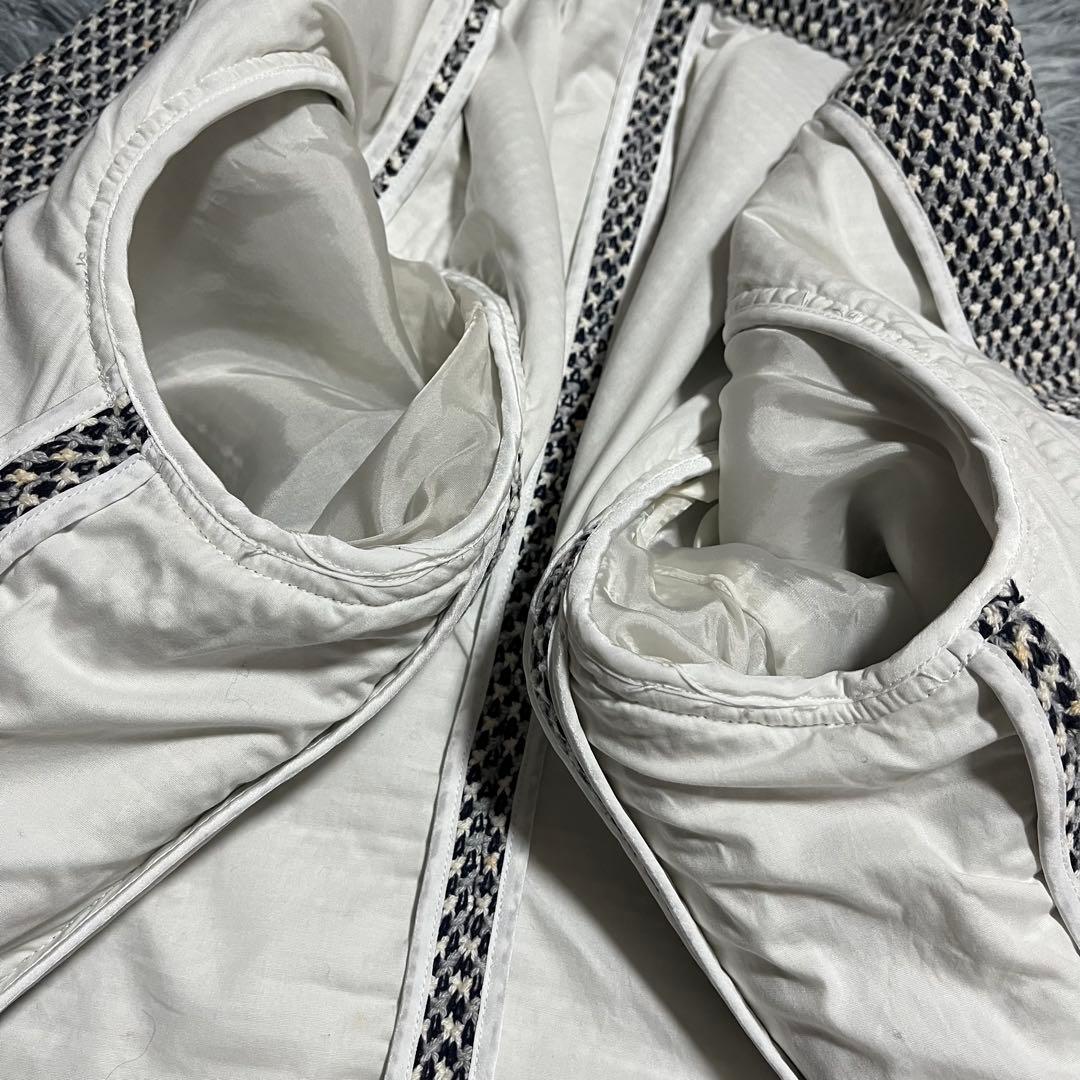 未使用　エストネーション テーラードジャケット 編み込み ニット 白紺　L